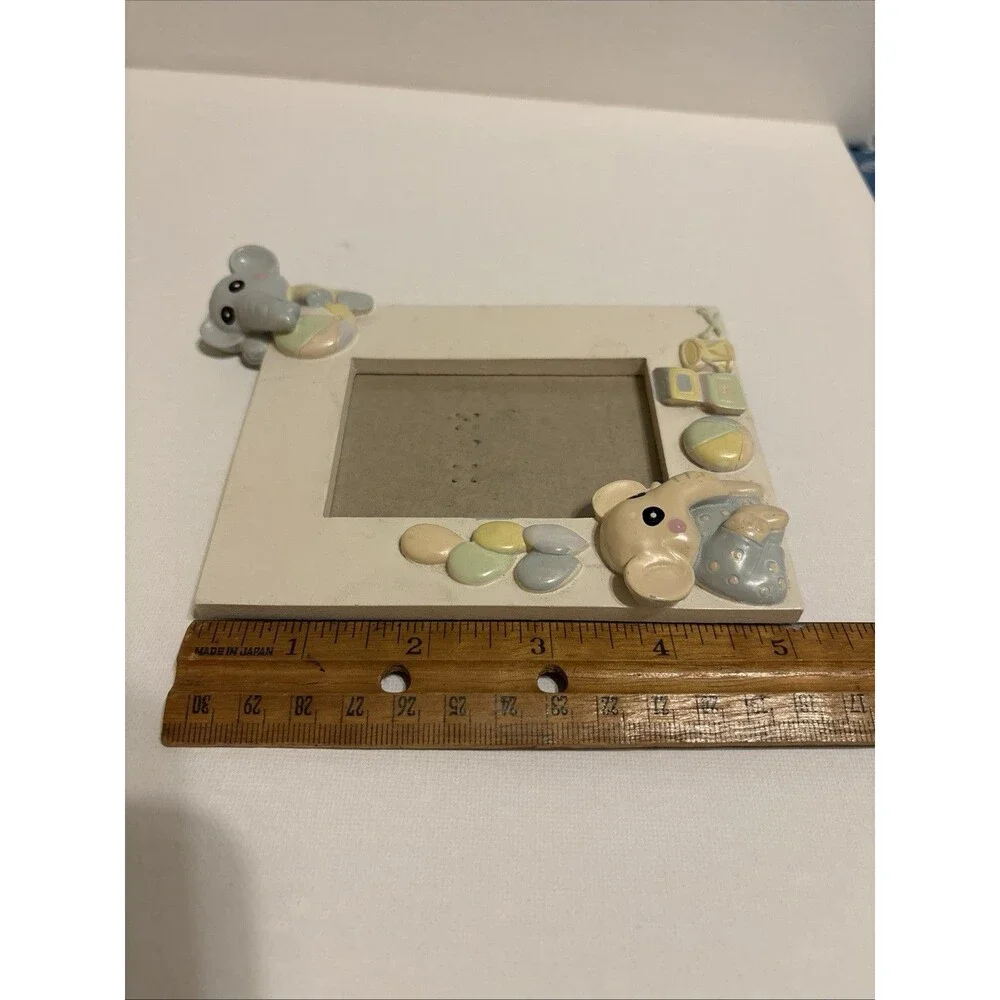 Baby Picture Frame 3D Elephant White Fits 2x3 Photo Baby Shower Infant Gift